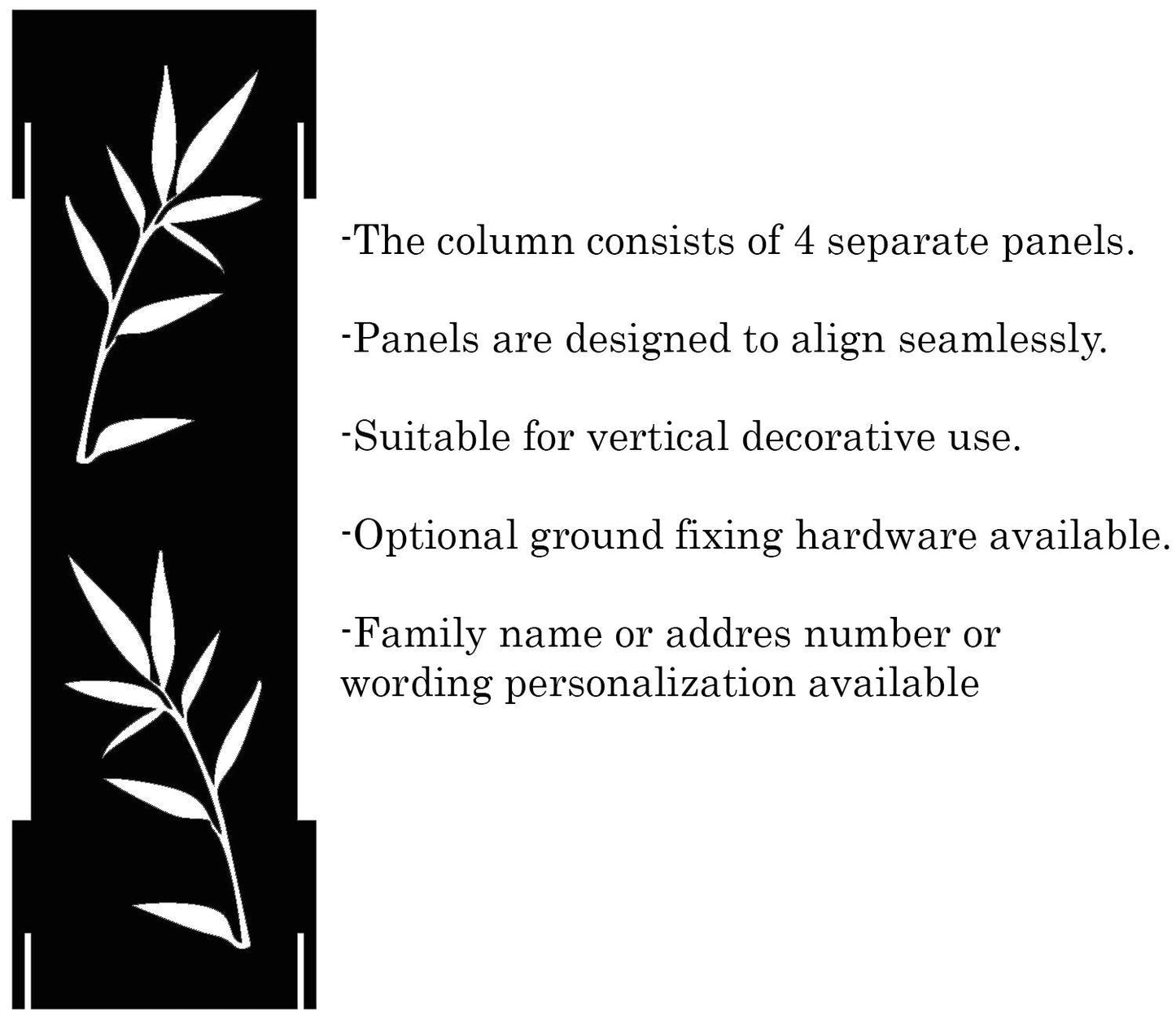 Garden Column House Number Post, Bamboo Metal Address Sign, Modern Garden Light Pillar (No Light), Outdoor Yard Column, Custom Steel Address