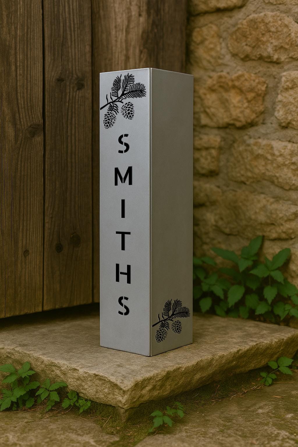 Valentines Day Gift House Number Column, Rustic Metal Address Post for Yard, Custom Outdoor Garden Sign, Raw Steel House Number Pillar