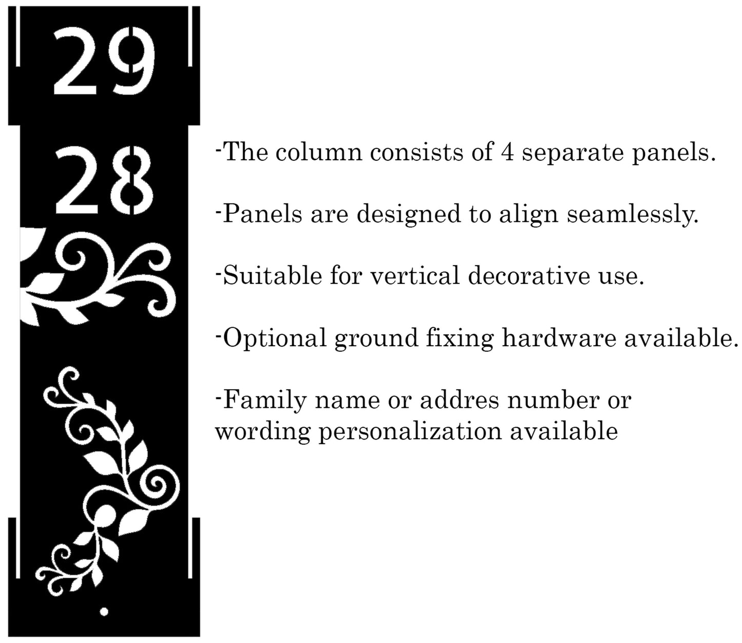 Personalized House Number Column, Custom Garden Address Post, Raw Steel Yard Sign with Leaf Design, Outdoor Metal Pillar for Driveway & Lawn