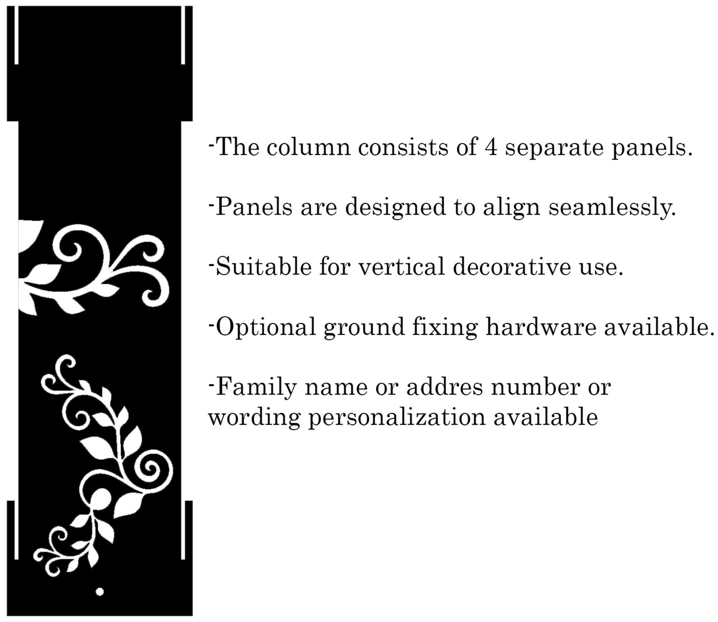 Personalized House Number Column, Custom Garden Address Post, Raw Steel Yard Sign with Leaf Design, Outdoor Metal Pillar for Driveway & Lawn
