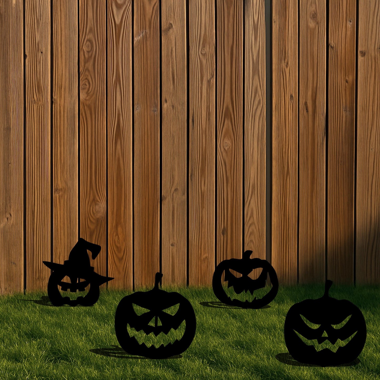Halloween Pumpkin Garden Stakes, Heavy Duty 14 Gauge Metal Yard Decor, Spooky Outdoor Halloween Display, Painted or Raw Steel