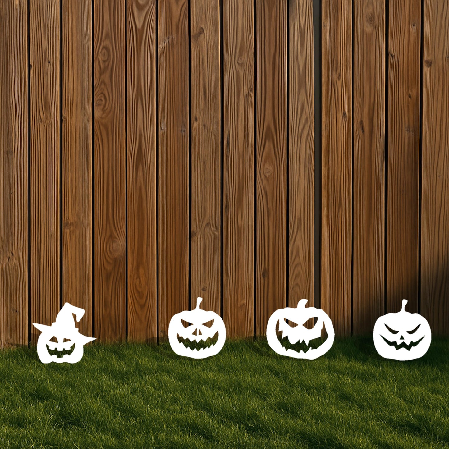 Halloween Metal Garden Stake, White Painted Pumpkin Silhouette, 14 Gauge Heavy Duty Yard Display, Outdoor Halloween Decoration