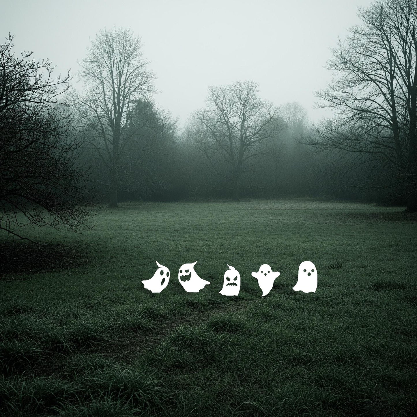 Halloween Ghost Yard Stake, White Painted Metal Silhouettes, 14 Gauge Heavy Duty Outdoor Decor, Spooky Garden Art for Lawn or Fence