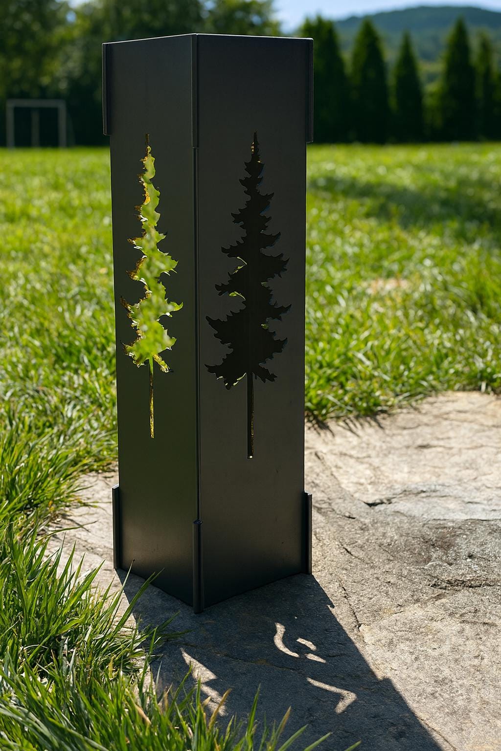 Custom Metal Address Column with House Numbers,  Modern Steel Yard Sign