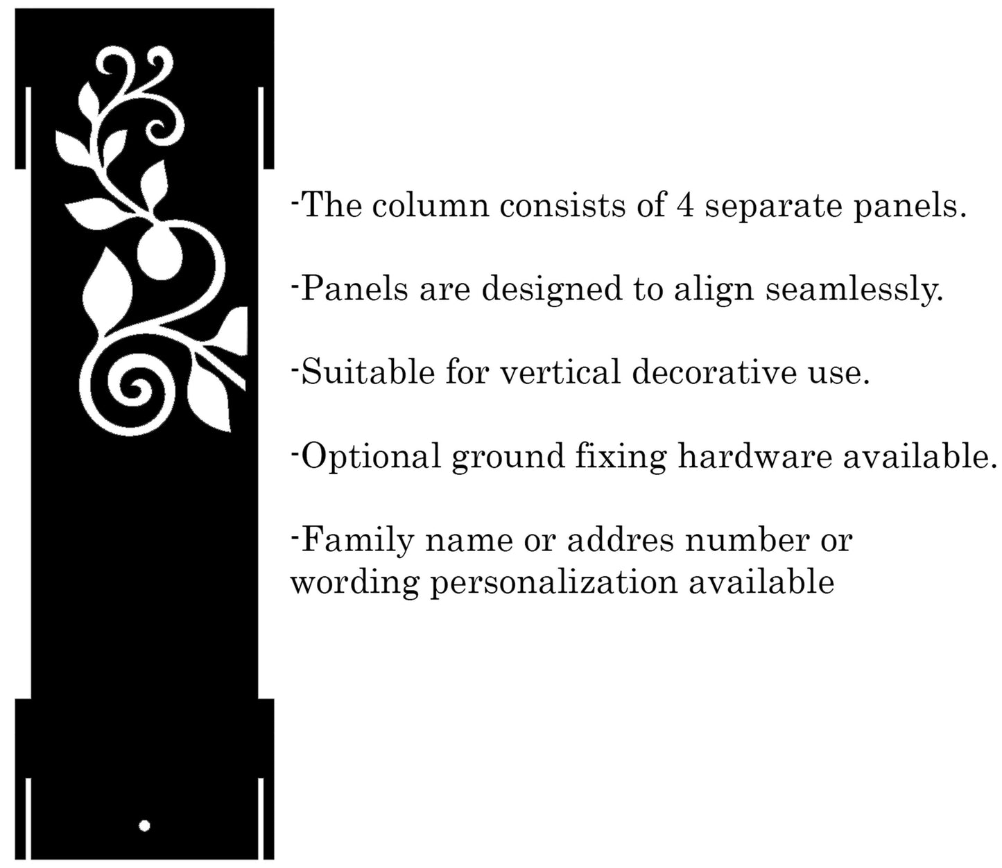 Personalized House Number Column, Custom Garden Address Post, Raw Steel Yard Sign with Leaf Design, Outdoor Metal Pillar for Driveway & Lawn