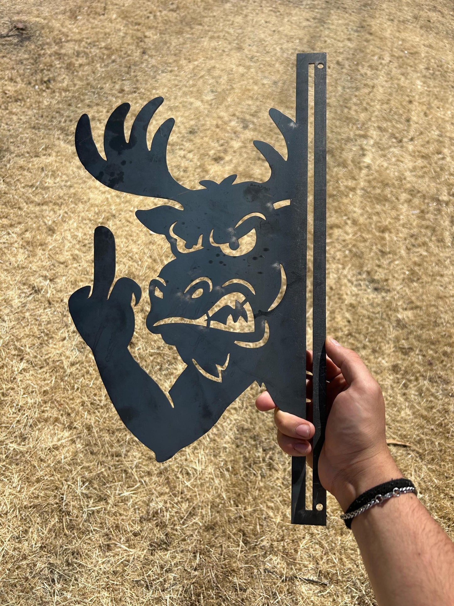 Peek-a-Boo Moose Metal Sign, Funny Tree Yard Decor, Raw Steel Outdoor Wall Art, Cheeky Cabin Decoration, Prank Gift for Hunters
