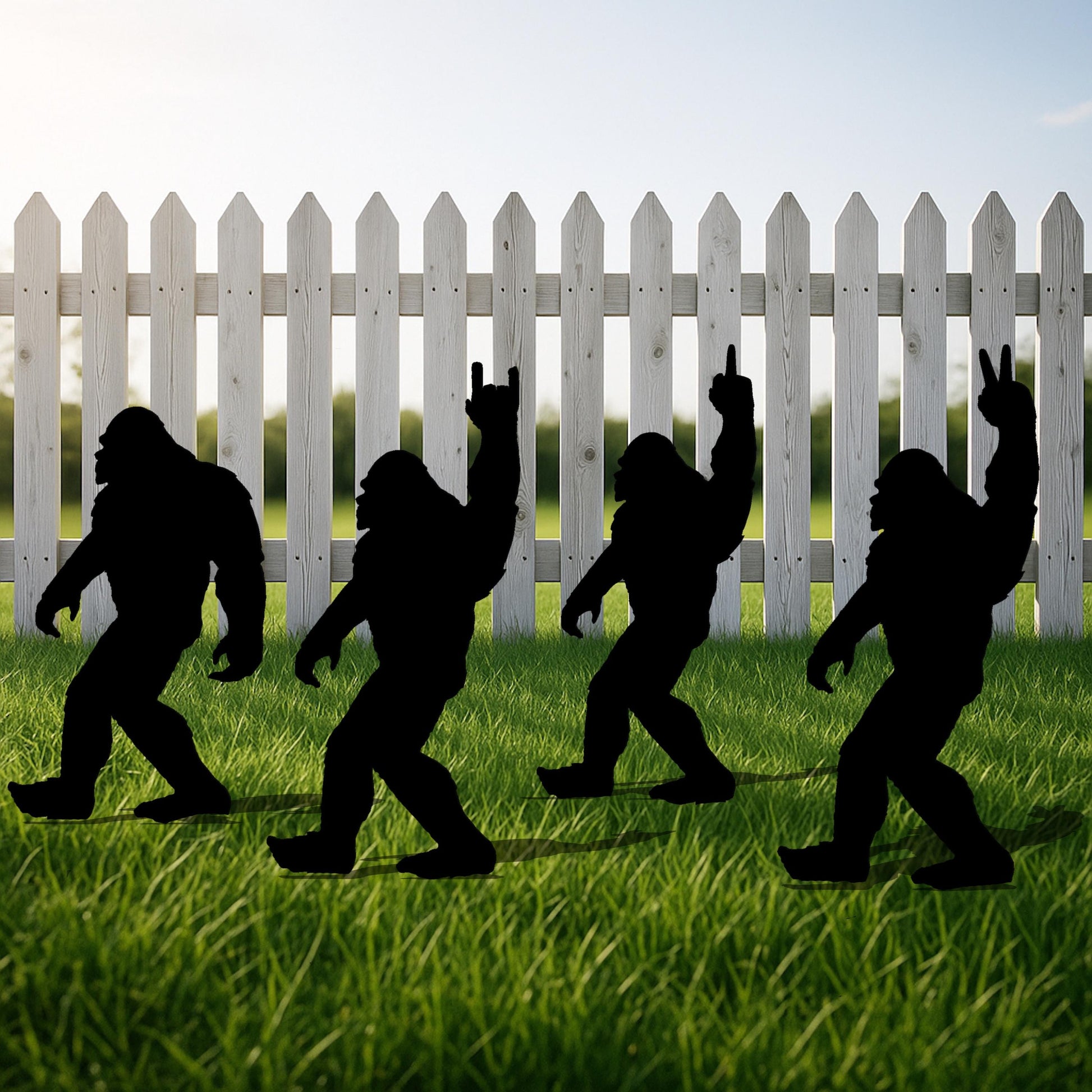 Halloween Metal Garden Stake, Bigfoot Sasquatch Silhouettes, 14 Gauge Heavy Duty Yard Display, Outdoor Halloween Decoration