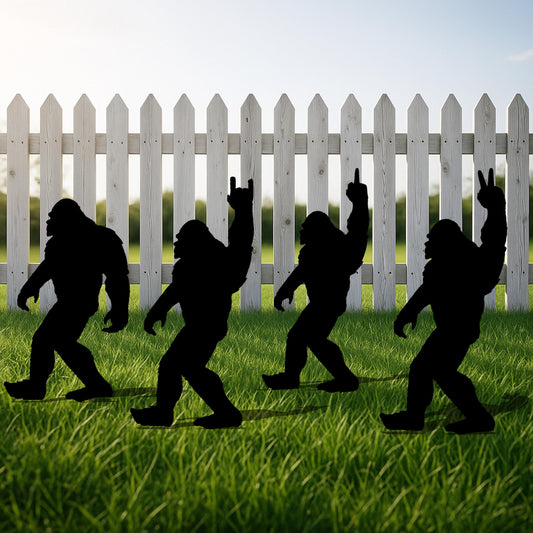 Halloween Metal Garden Stake, Bigfoot Sasquatch Silhouettes, 14 Gauge Heavy Duty Yard Display, Outdoor Halloween Decoration