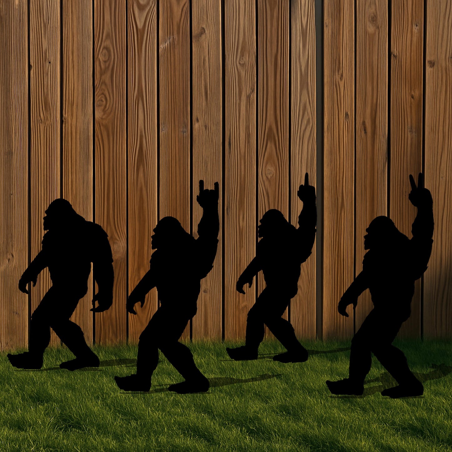Halloween Metal Garden Stake, Bigfoot Sasquatch Silhouettes, 14 Gauge Heavy Duty Yard Display, Outdoor Halloween Decoration