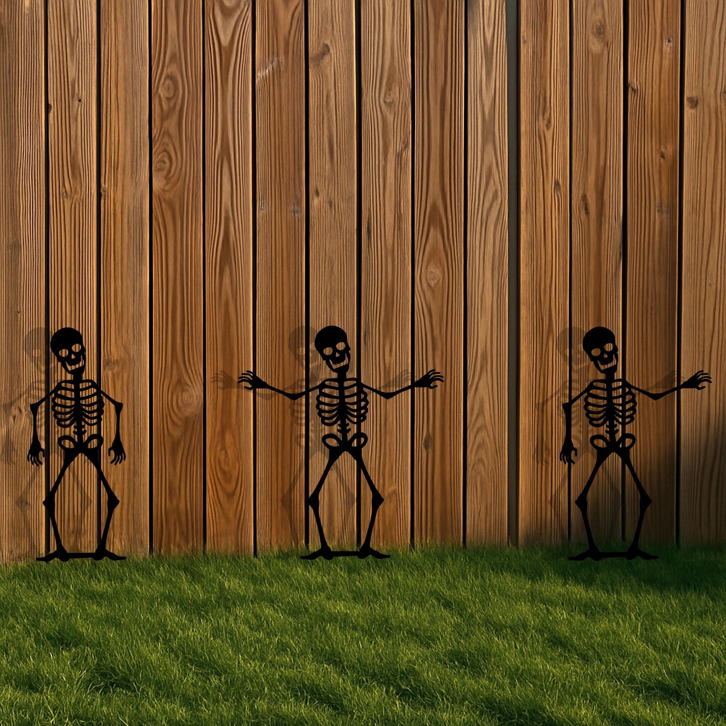 Halloween Metal Garden Stake, Skeleton Silhouettes, 14 Gauge Heavy Duty Yard Display, Outdoor Halloween Decoration