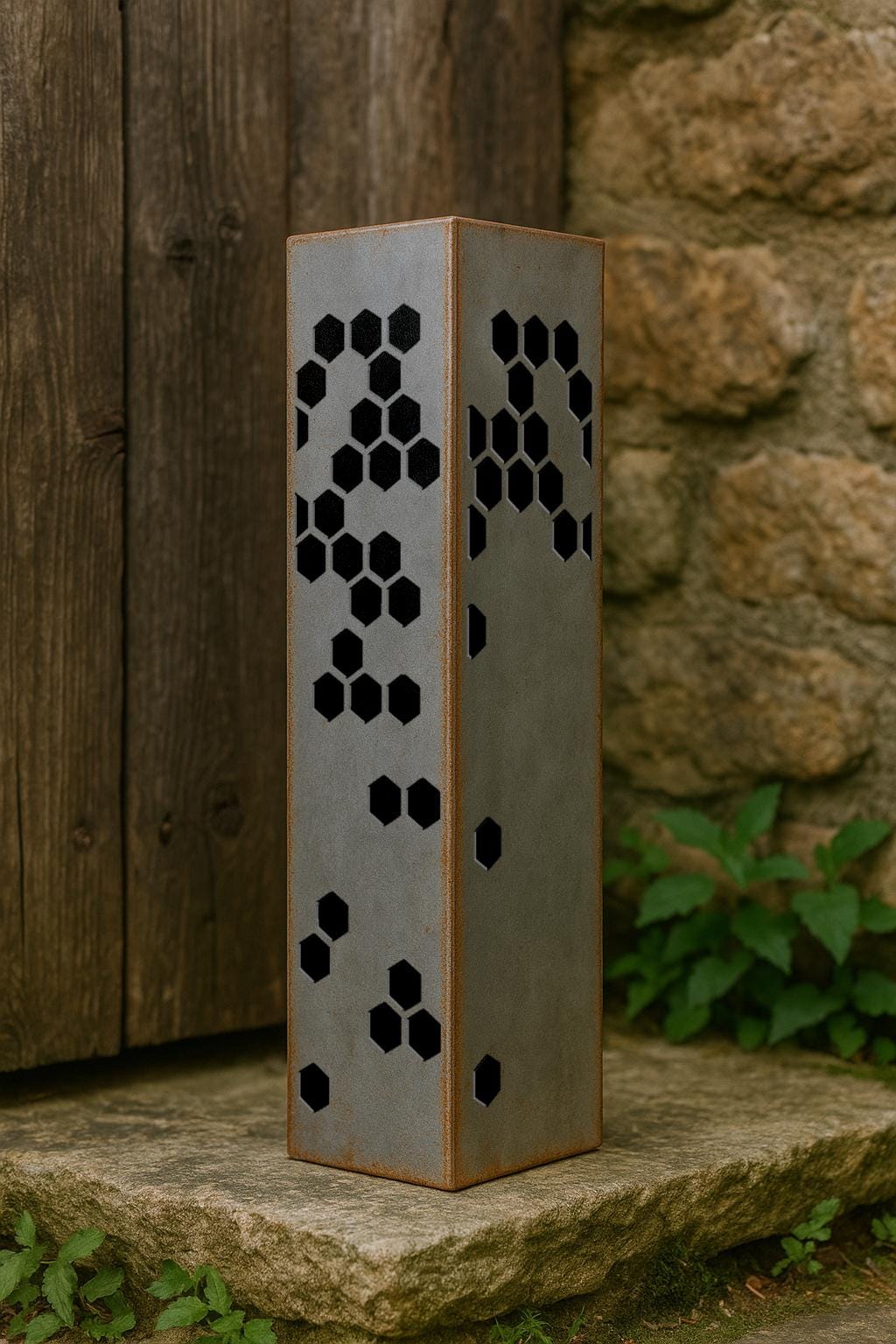 Valentine’s Day Gift for Him, House Number Column, Rustic Metal Address Post for Yard, Custom Outdoor Garden Sign, Raw Steel Address Pillar