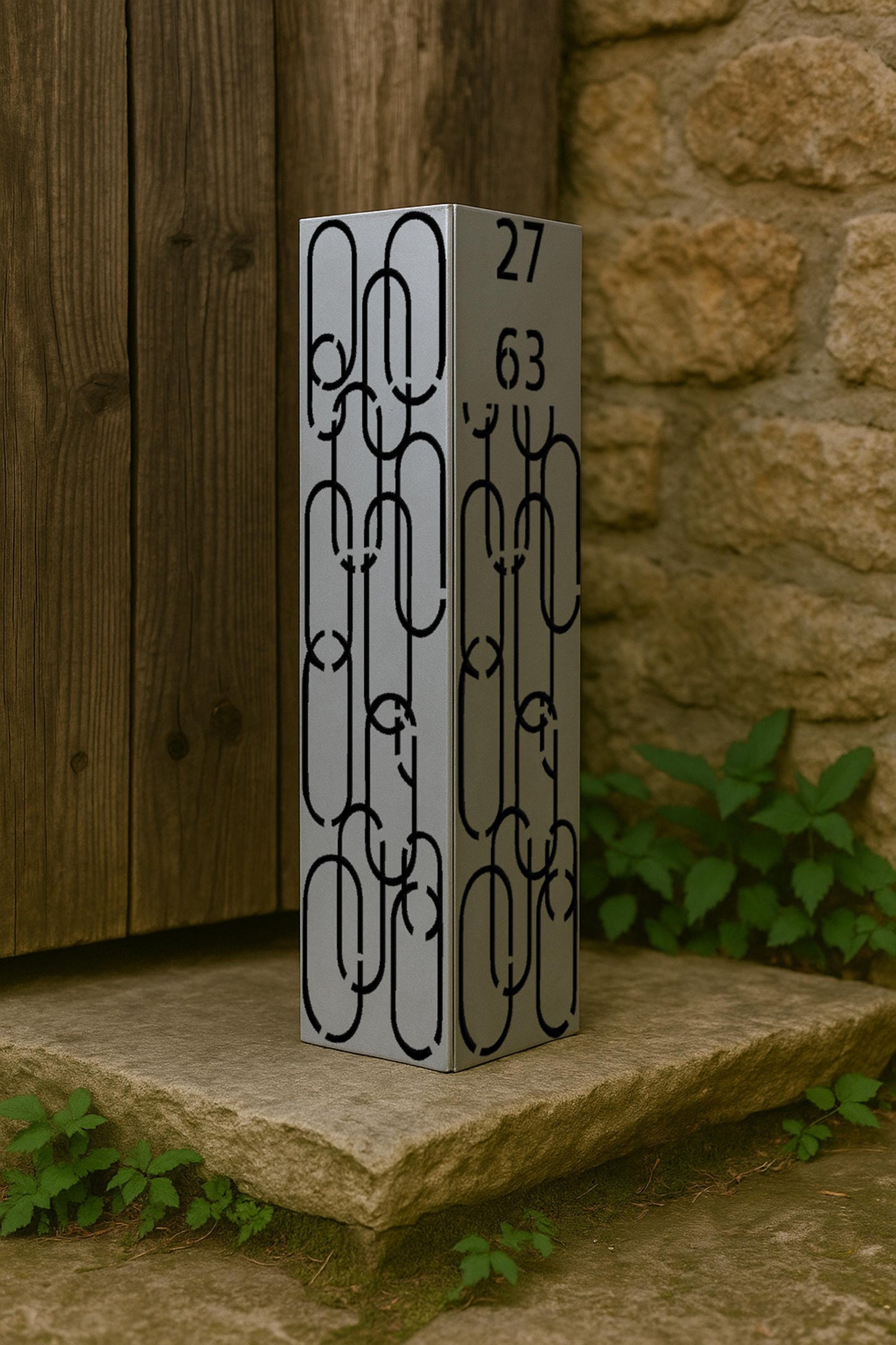 Decorative Metal Garden Column Pillar, Modern Outdoor Yard Post Sculpture, Steel Landscape Accent, Rustic Garden Decor, House Number Column