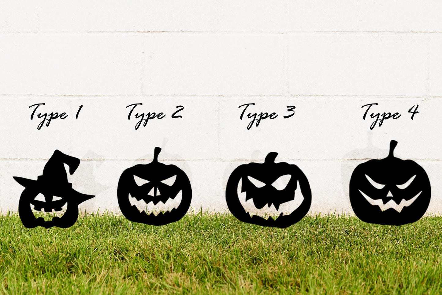Halloween Metal Garden Stake, White Painted Pumpkin Silhouette, 14 Gauge Heavy Duty Yard Display, Outdoor Halloween Decoration