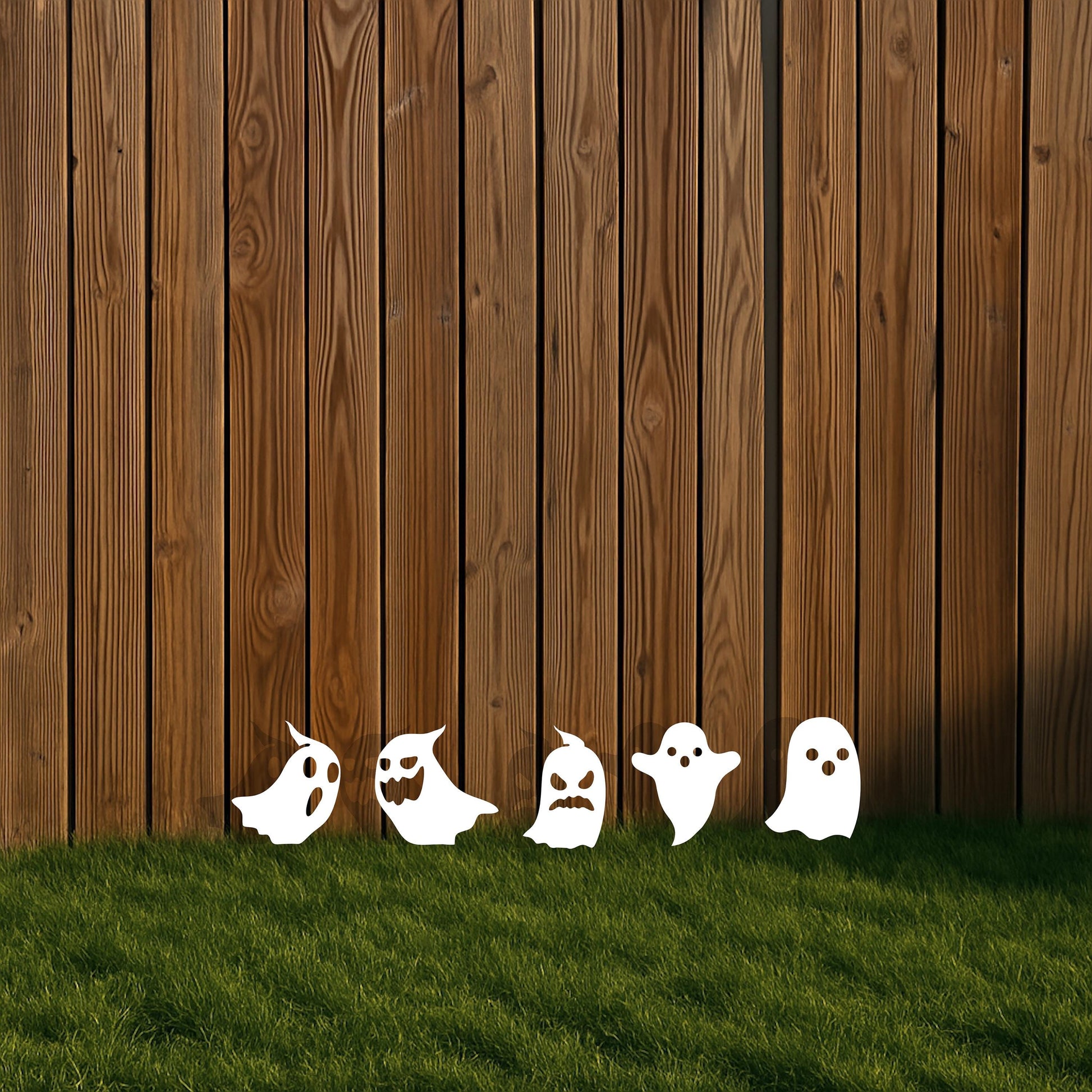 Halloween Ghost Yard Stake, White Painted Metal Silhouettes, 14 Gauge Heavy Duty Outdoor Decor, Spooky Garden Art for Lawn or