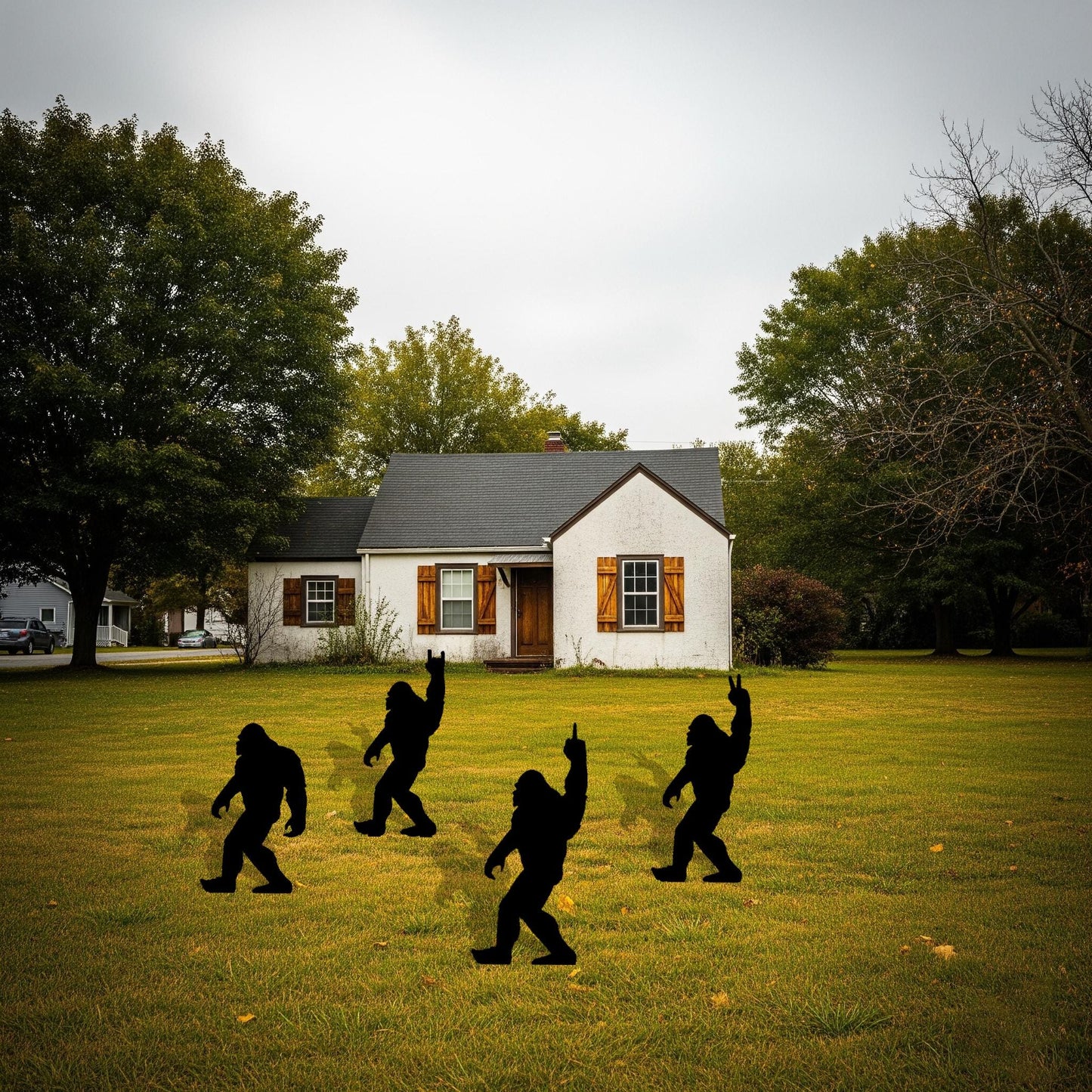 Halloween Metal Garden Stake, Bigfoot Sasquatch Silhouettes, 14 Gauge Heavy Duty Yard Display, Outdoor Halloween Decoration