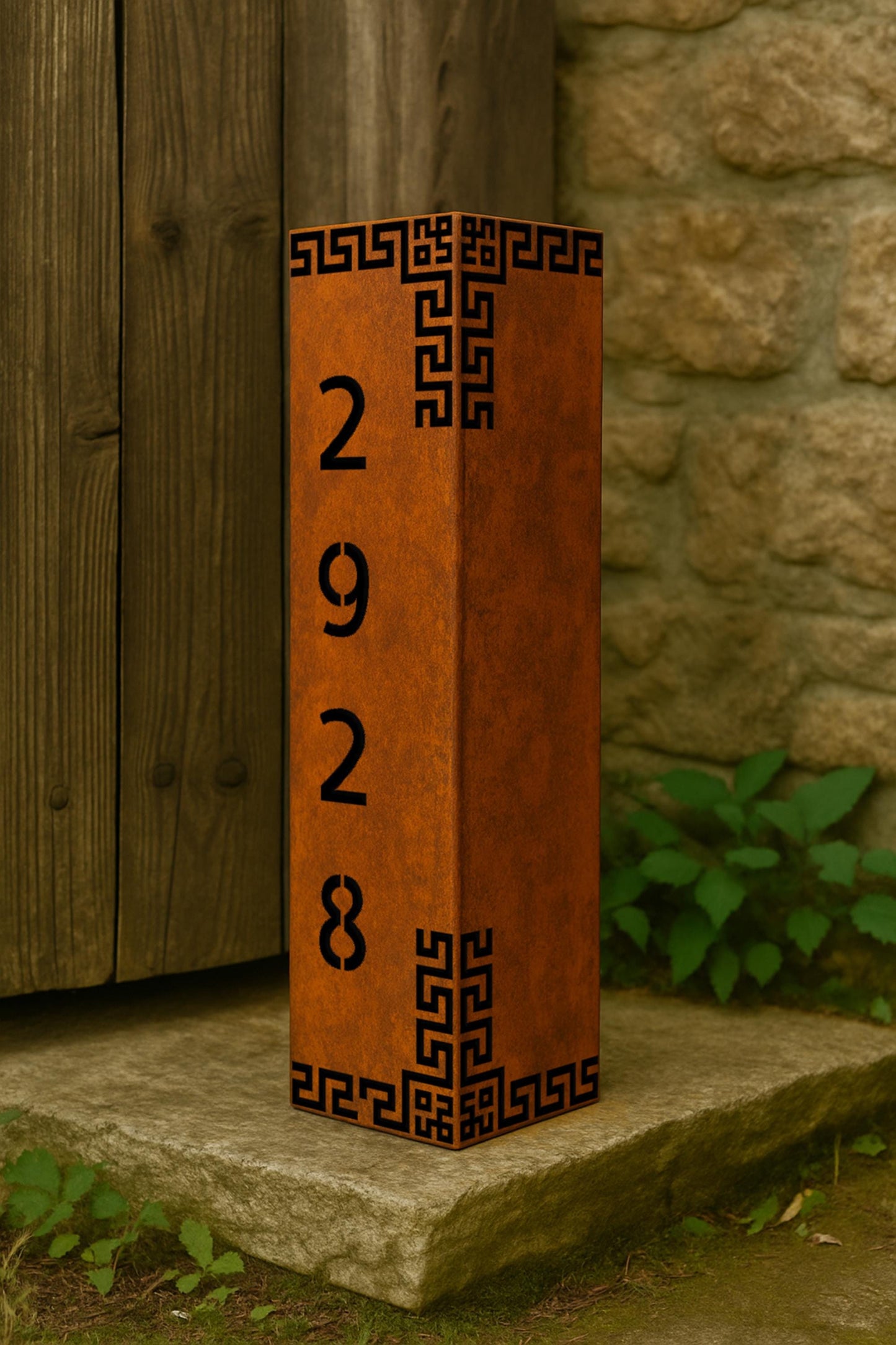 Metal Garden Column, House Number Column, Modern  Address Sign for Yard, Custom Outdoor Garden Post, 14 Gauge Steel, Valentines Day Gift