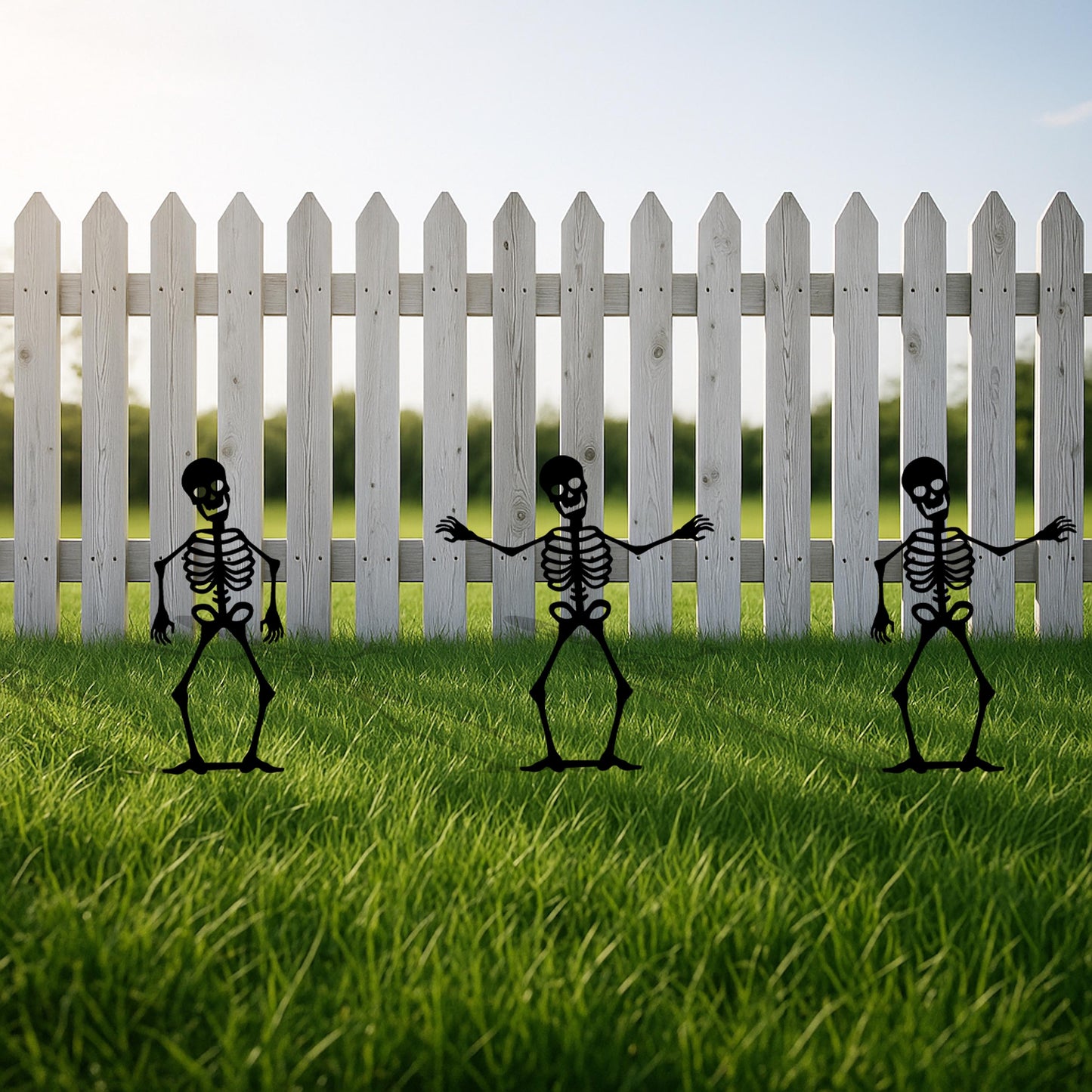 Halloween Metal Garden Stake, Skeleton Silhouettes, 14 Gauge Heavy Duty Yard Display, Outdoor Halloween Decoration