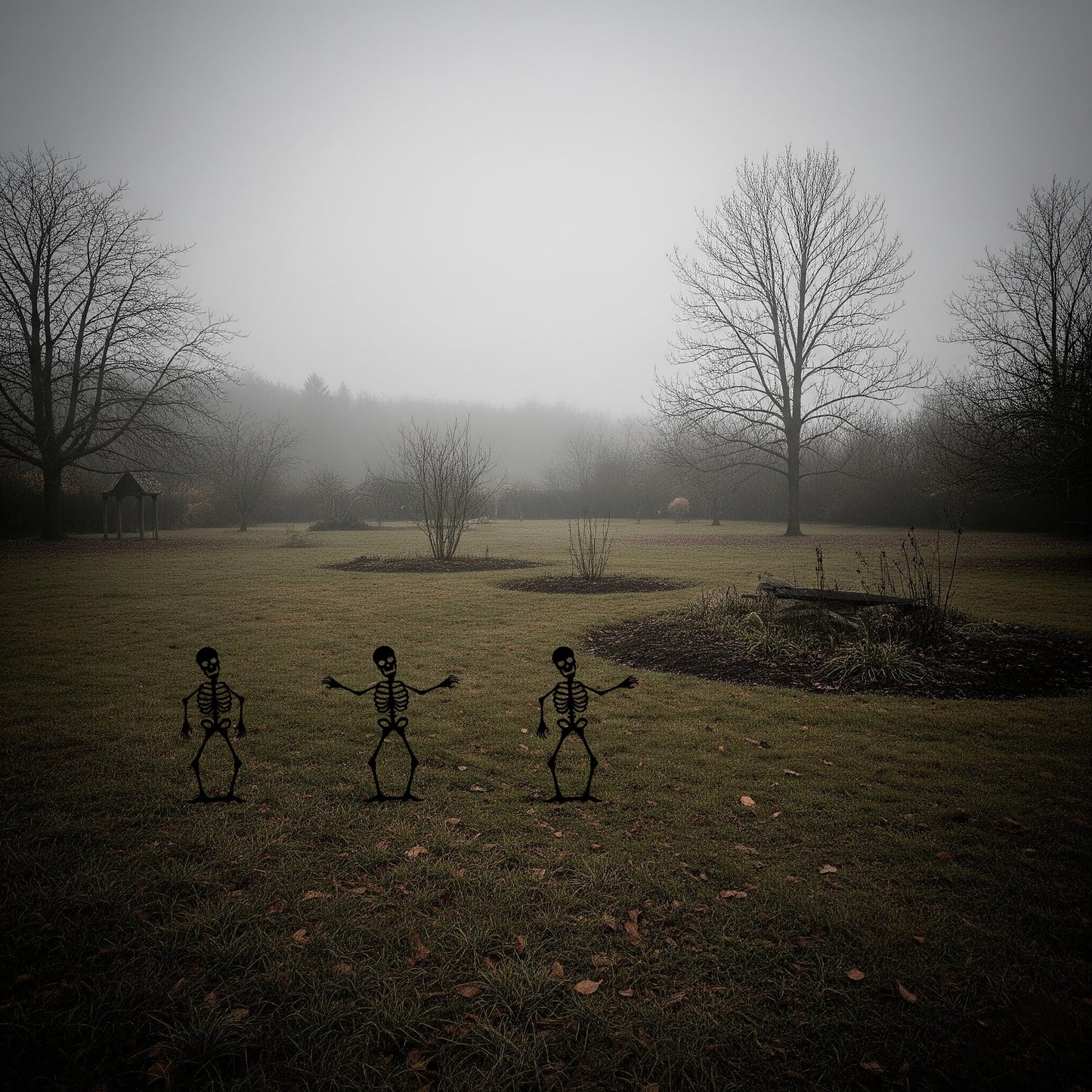 Halloween Metal Garden Stake, Skeleton Silhouettes, 14 Gauge Heavy Duty Yard Display, Outdoor Halloween Decoration