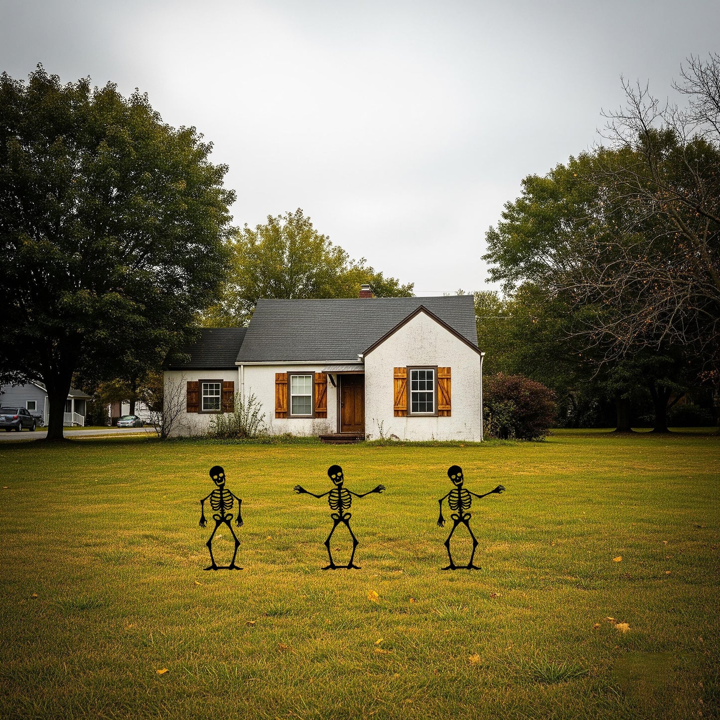 Halloween Metal Garden Stake, Skeleton Silhouettes, 14 Gauge Heavy Duty Yard Display, Outdoor Halloween Decoration