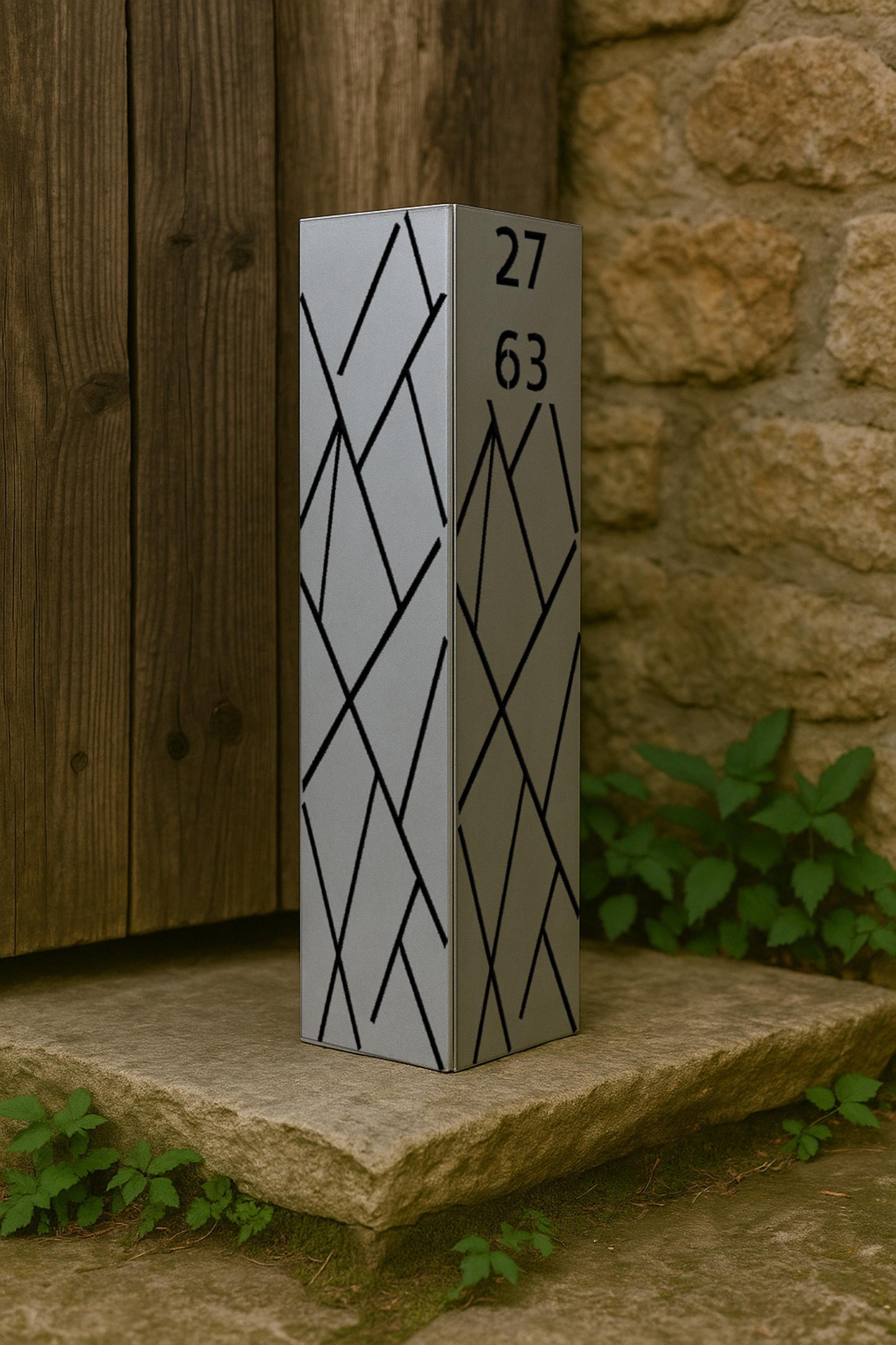 Modern Metal Garden Column, Geometric Light Cutout Yard Art, Outdoor Landscape Pillar, Steel Garden Decor