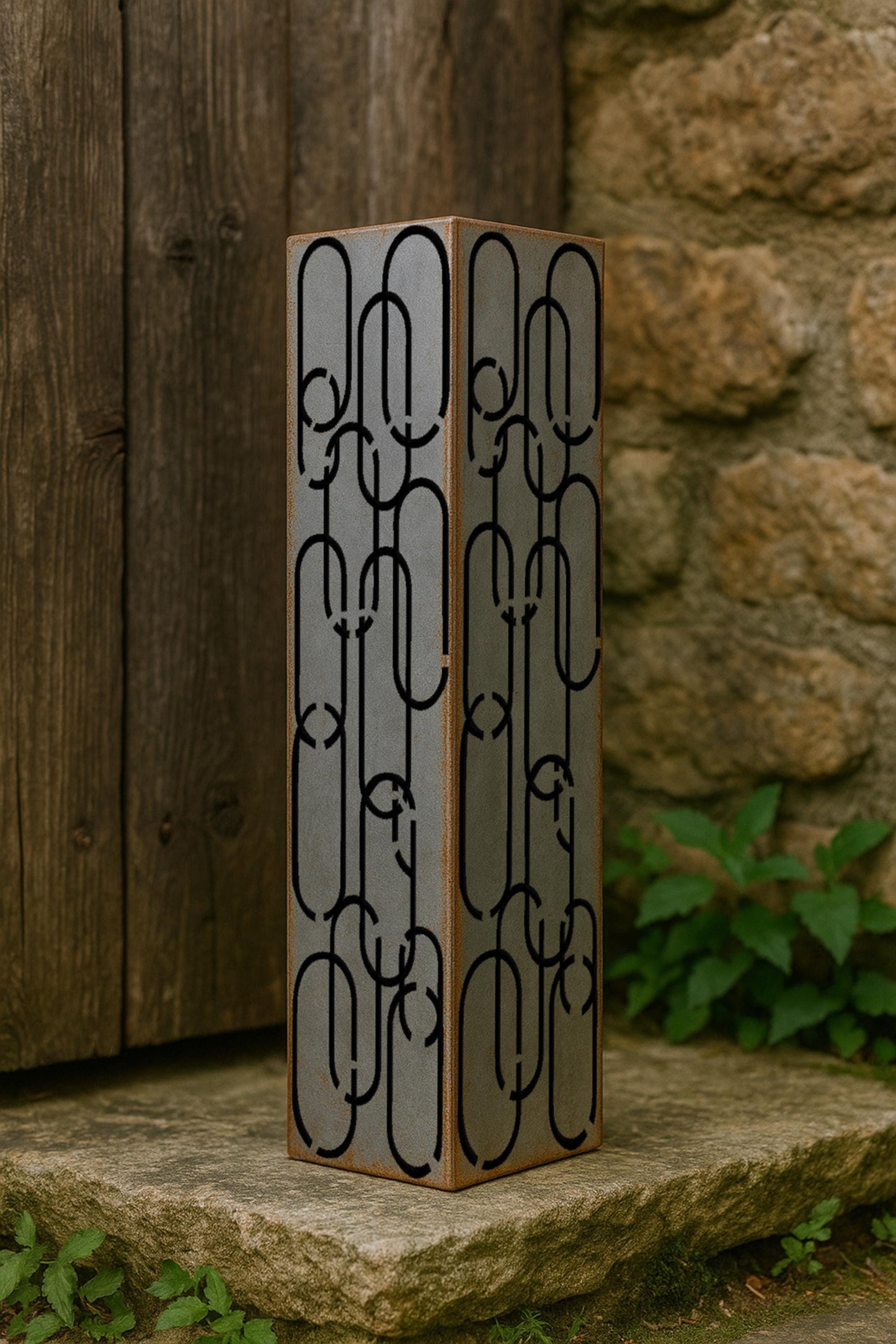 Decorative Metal Garden Column Pillar, Modern Outdoor Yard Post Sculpture, Steel Landscape Accent, Rustic Garden Decor, House Number Column