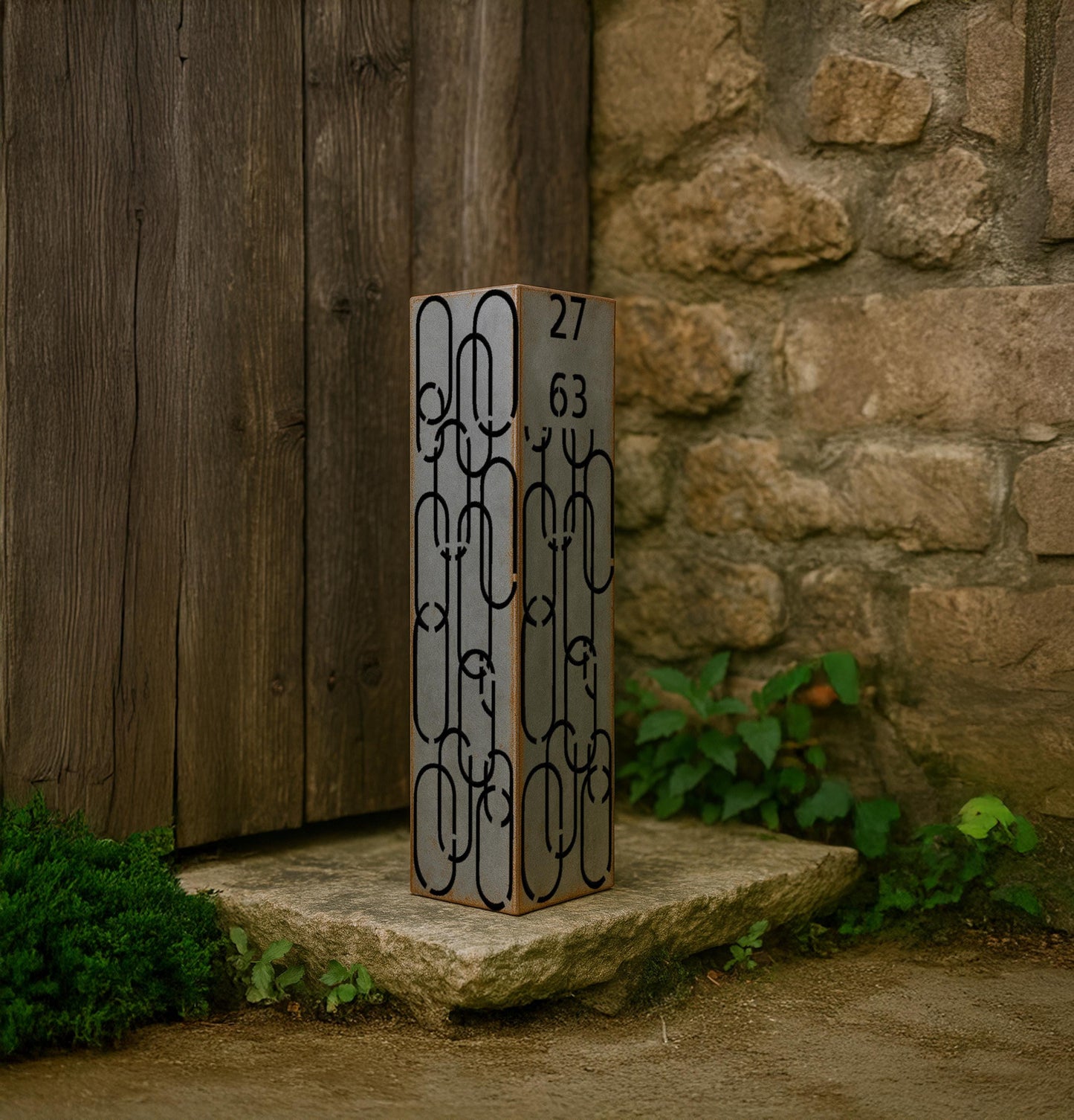 Decorative Metal Garden Column Pillar, Modern Outdoor Yard Post Sculpture, Steel Landscape Accent, Rustic Garden Decor, House Number Column