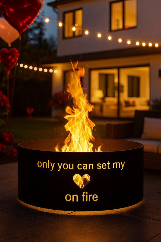 Romantic Fire Pit for Couples, Personalized Fire Pit, Custom Gift for Husband or Wife, Outdoor Steel Fire Pit, Christmas Gift for Him or Her