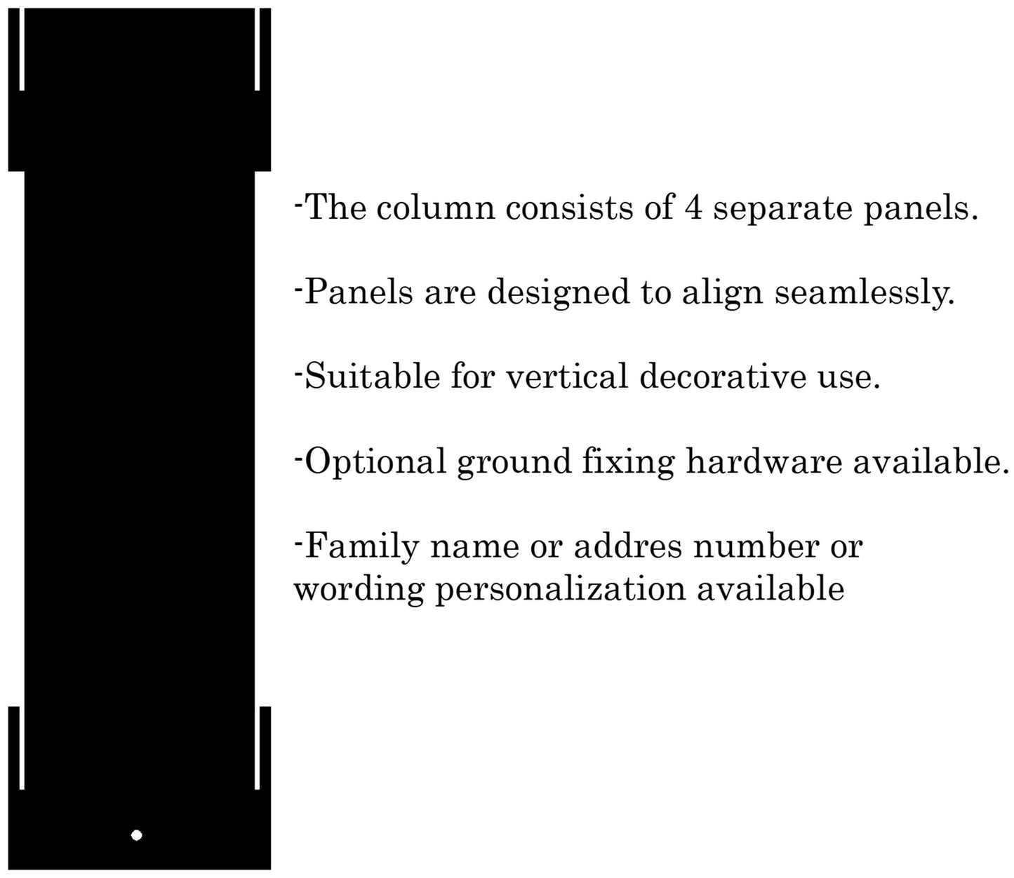 Solar Address Column Light, Modern Metal House Numbers, Illuminated Yard Address Sign, Custom Vertical Street Name Plaque